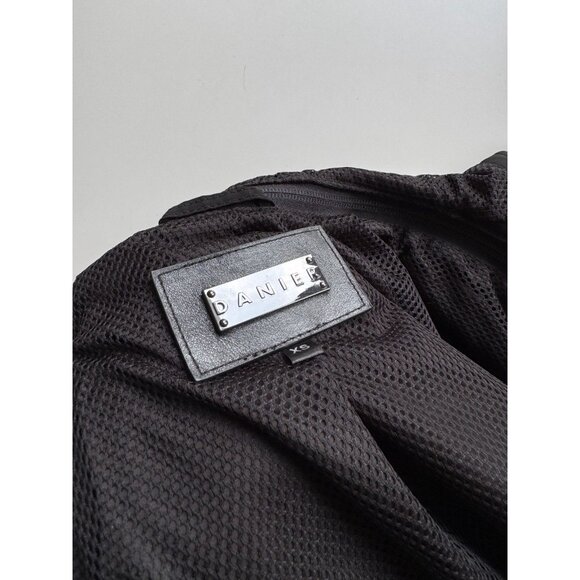 DANIER Dakota Black Polyester Quilted Leather Hooded Biker Jacket, Size XS - Picture 12 of 14